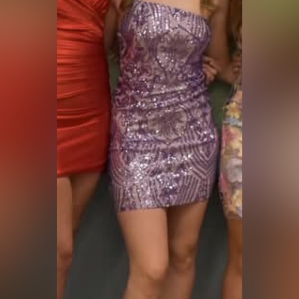 Light Purple Sequin Prom Dress Size S 2/4